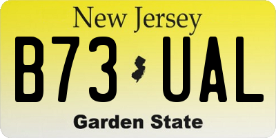 NJ license plate B73UAL