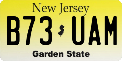 NJ license plate B73UAM