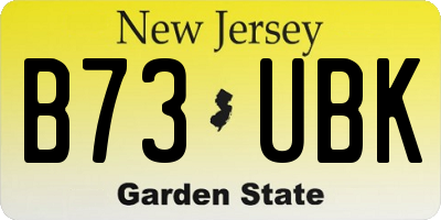 NJ license plate B73UBK
