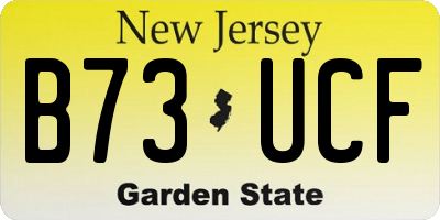NJ license plate B73UCF