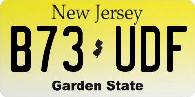 NJ license plate B73UDF