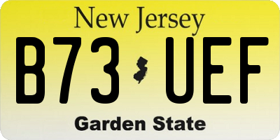 NJ license plate B73UEF