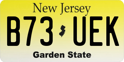 NJ license plate B73UEK
