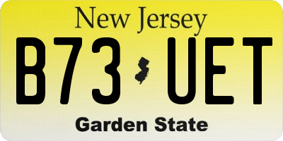 NJ license plate B73UET