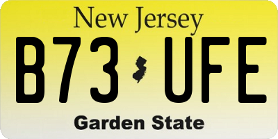 NJ license plate B73UFE