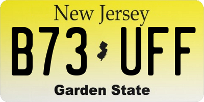 NJ license plate B73UFF