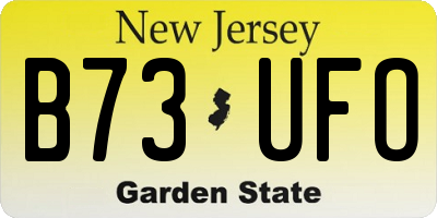 NJ license plate B73UFO