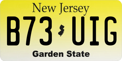NJ license plate B73UIG