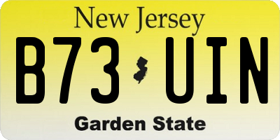 NJ license plate B73UIN
