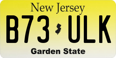 NJ license plate B73ULK