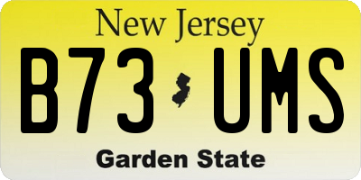 NJ license plate B73UMS