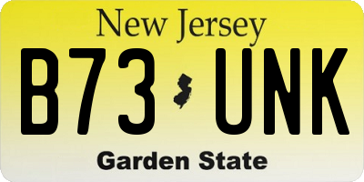NJ license plate B73UNK