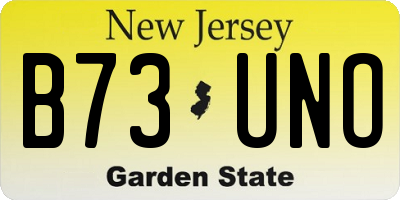 NJ license plate B73UNO