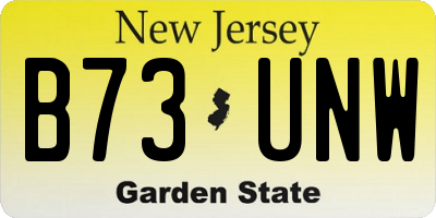 NJ license plate B73UNW