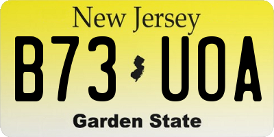 NJ license plate B73UOA