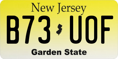 NJ license plate B73UOF