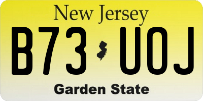 NJ license plate B73UOJ