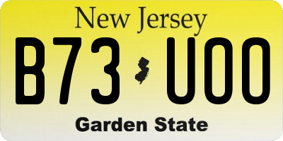 NJ license plate B73UOO