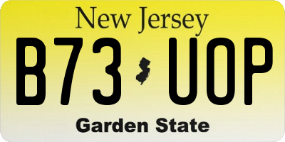 NJ license plate B73UOP