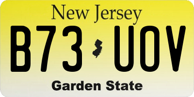 NJ license plate B73UOV