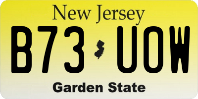 NJ license plate B73UOW