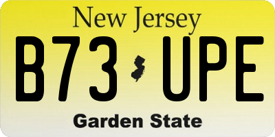 NJ license plate B73UPE