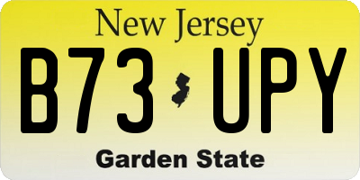 NJ license plate B73UPY