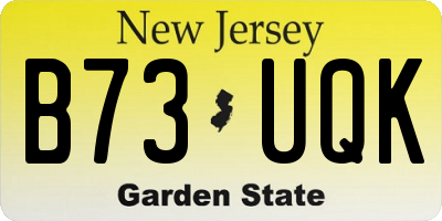 NJ license plate B73UQK