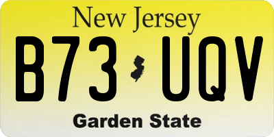 NJ license plate B73UQV