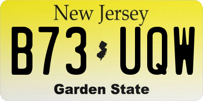 NJ license plate B73UQW