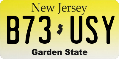 NJ license plate B73USY