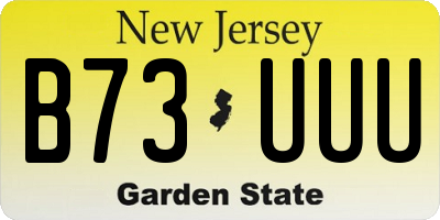 NJ license plate B73UUU
