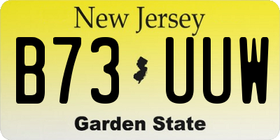 NJ license plate B73UUW