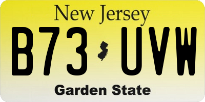NJ license plate B73UVW