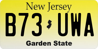 NJ license plate B73UWA