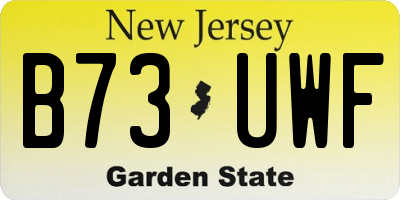 NJ license plate B73UWF