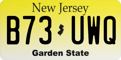 NJ license plate B73UWQ