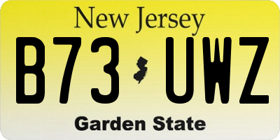 NJ license plate B73UWZ