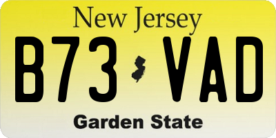 NJ license plate B73VAD