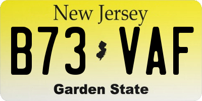 NJ license plate B73VAF