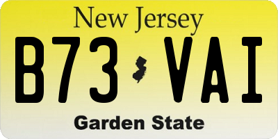NJ license plate B73VAI