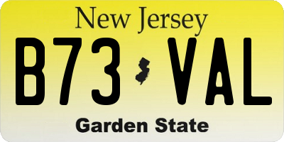 NJ license plate B73VAL