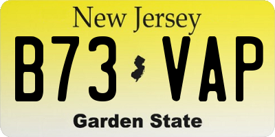 NJ license plate B73VAP