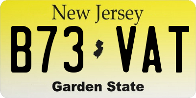 NJ license plate B73VAT