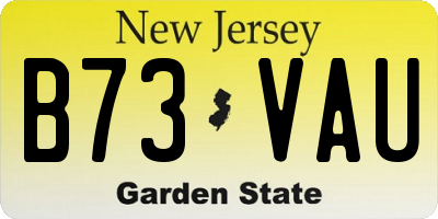 NJ license plate B73VAU