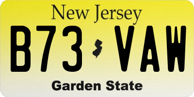 NJ license plate B73VAW