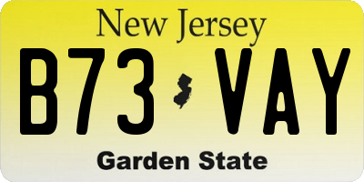 NJ license plate B73VAY