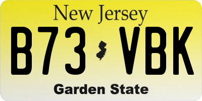 NJ license plate B73VBK