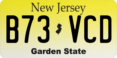 NJ license plate B73VCD