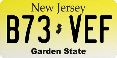 NJ license plate B73VEF